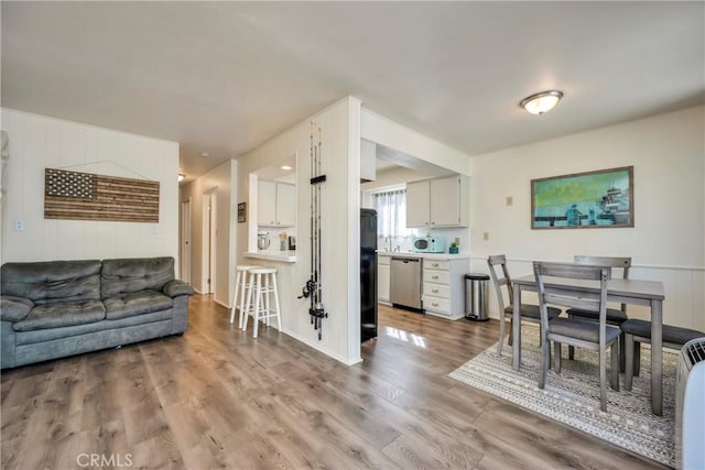 living room with hardwood / wood-style floors