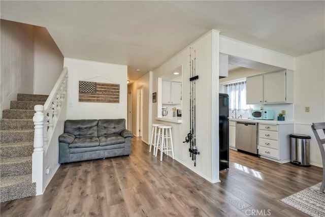 living room with hardwood / wood-style floors