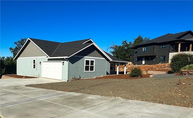 exterior space with a garage