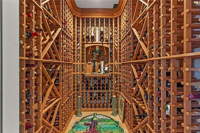 view of wine cellar