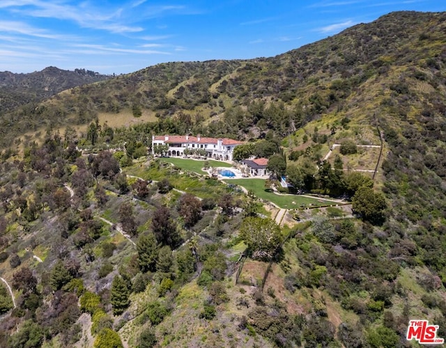 aerial view featuring a mountain view