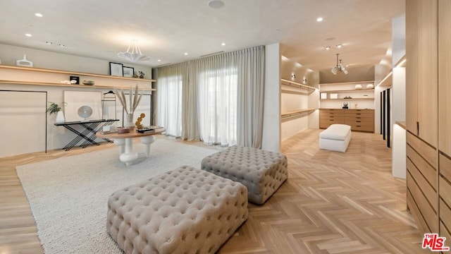 sitting room with light parquet floors