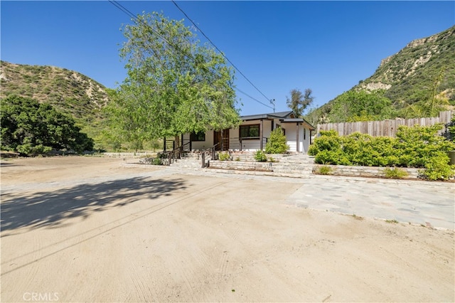 view of front facade with a mountain view