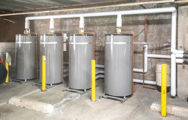 utility room featuring water heater