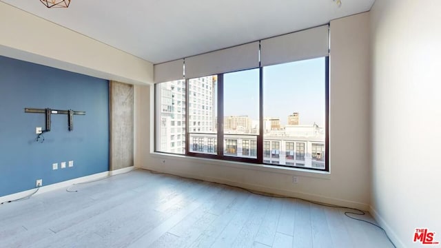 spare room featuring light hardwood / wood-style flooring