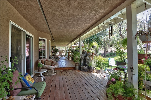 deck featuring covered porch