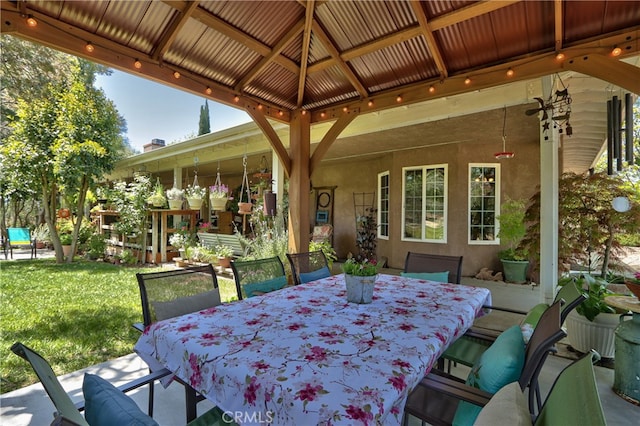 view of patio / terrace with a gazebo