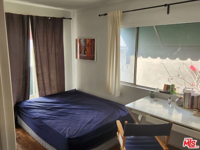 bedroom with wood-type flooring