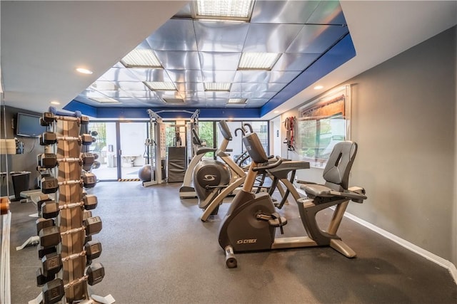 exercise room with a healthy amount of sunlight