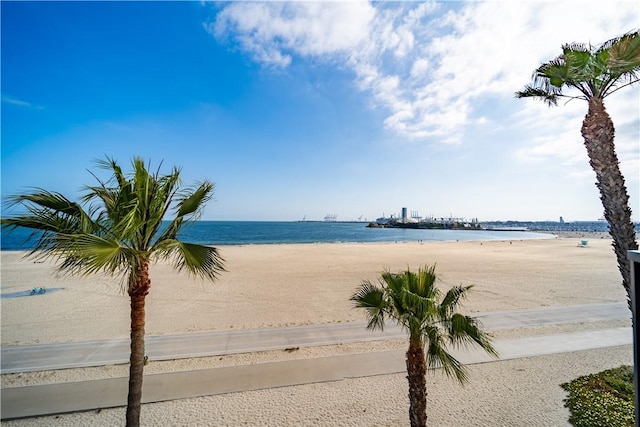 property view of water featuring a view of the beach