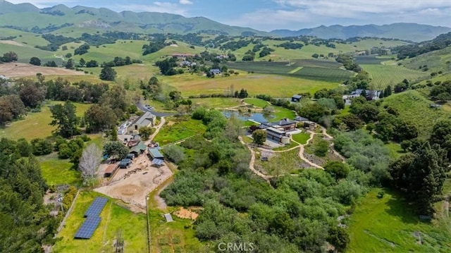 bird's eye view with a mountain view