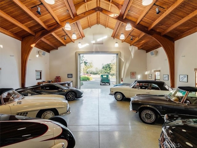 garage with wooden ceiling