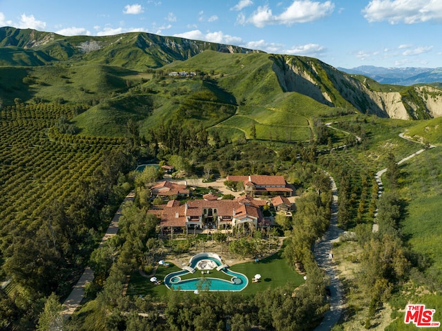 drone / aerial view with a mountain view