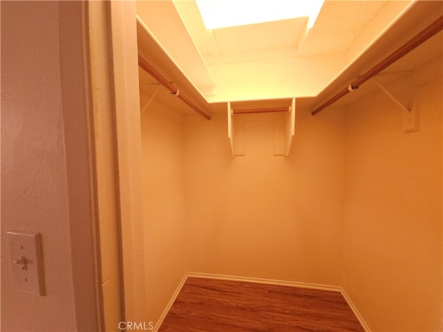 walk in closet with hardwood / wood-style flooring