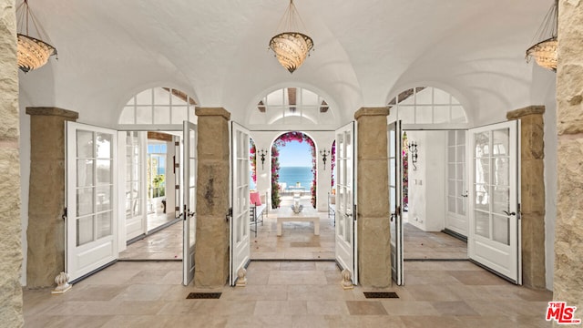 interior space featuring french doors and tile floors