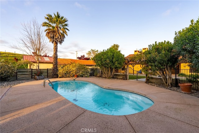 view of swimming pool with a patio area