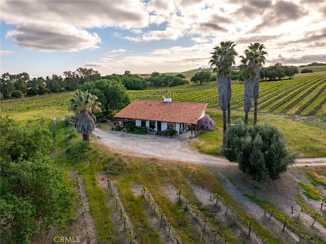 aerial view featuring a rural view