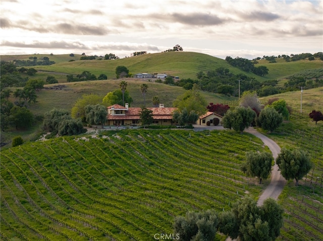 birds eye view of property featuring a rural view