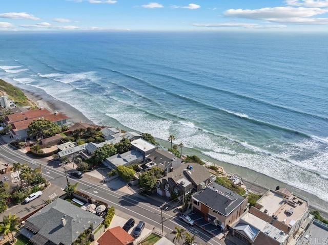 birds eye view of property featuring a residential view and a water view