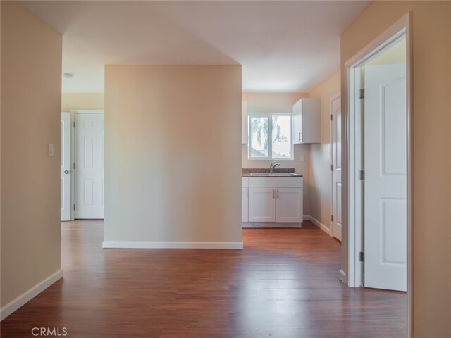 interior space featuring wood-type flooring and sink