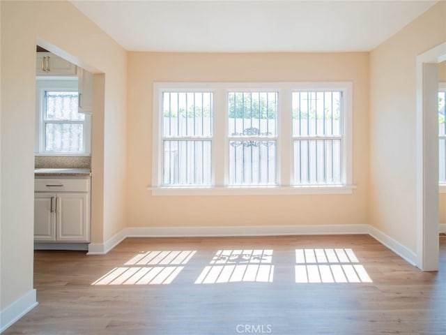 interior space with plenty of natural light and light hardwood / wood-style floors