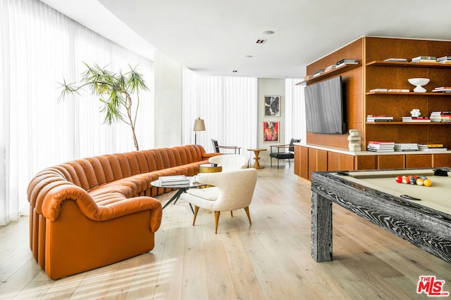 living room with light wood-type flooring