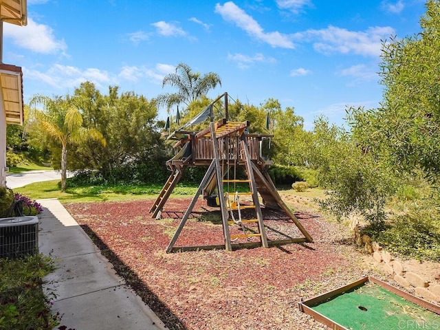 view of play area featuring cooling unit