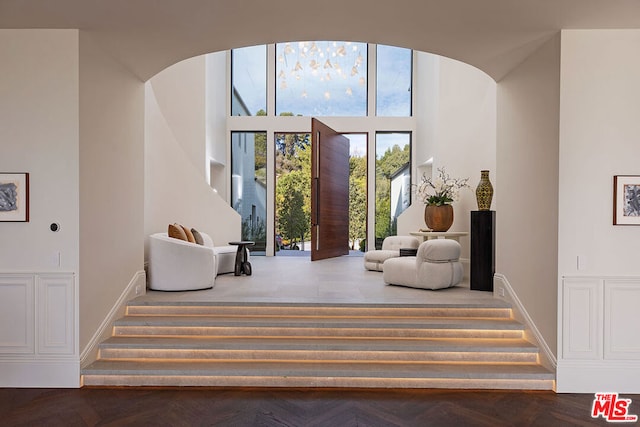 interior space featuring parquet floors