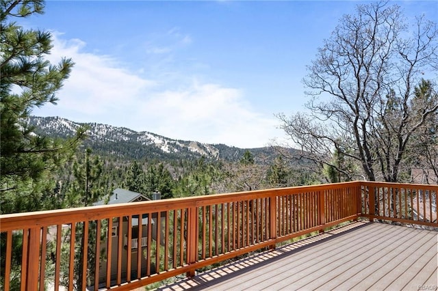 deck with a mountain view