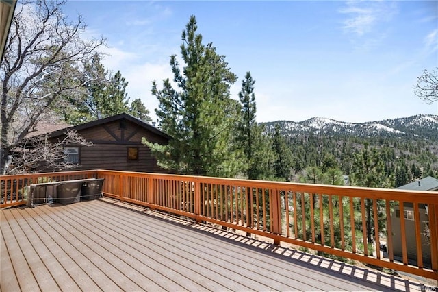 deck featuring a mountain view