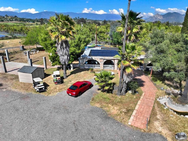 bird's eye view with a mountain view