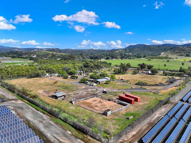 birds eye view of property featuring a mountain view