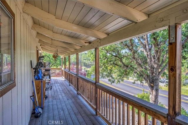 deck with a porch