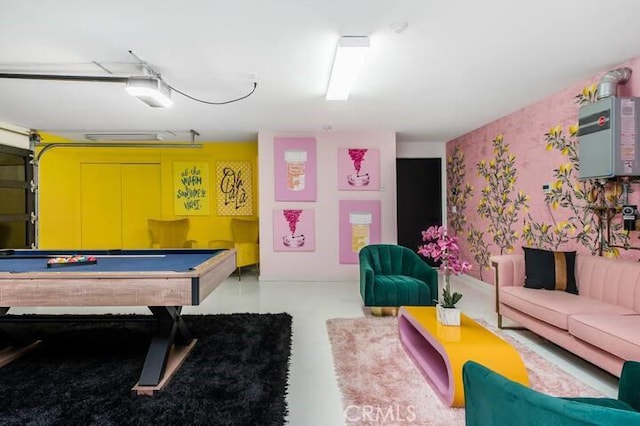 game room featuring concrete floors and pool table