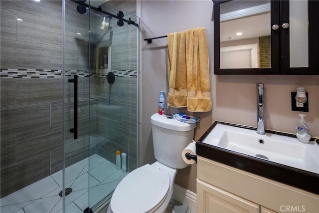 222 F St, Needles, CA 92363 - bathroom with a stall shower, toilet, and vanity