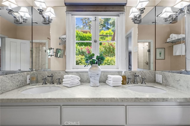 bathroom with vanity and a wealth of natural light