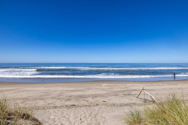 property view of water featuring a view of the beach