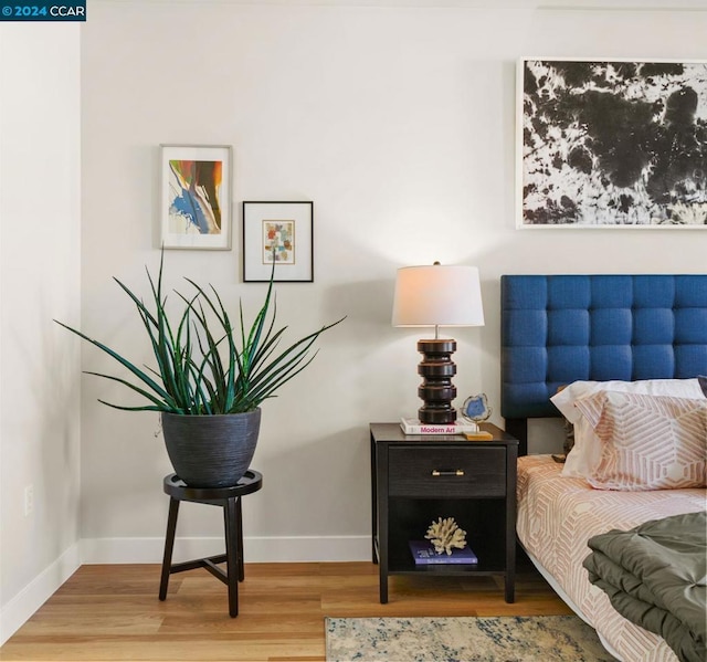 bedroom with wood-type flooring