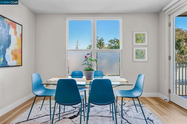 dining space featuring light hardwood / wood-style floors