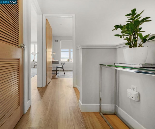 hall featuring light wood-type flooring