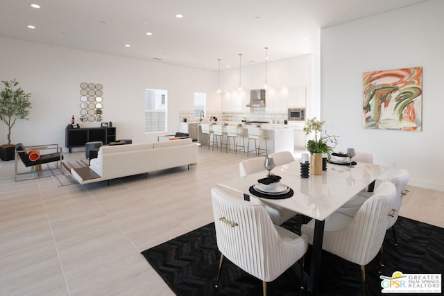 view of tiled dining space