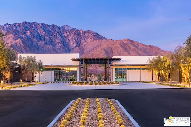 exterior space featuring a mountain view