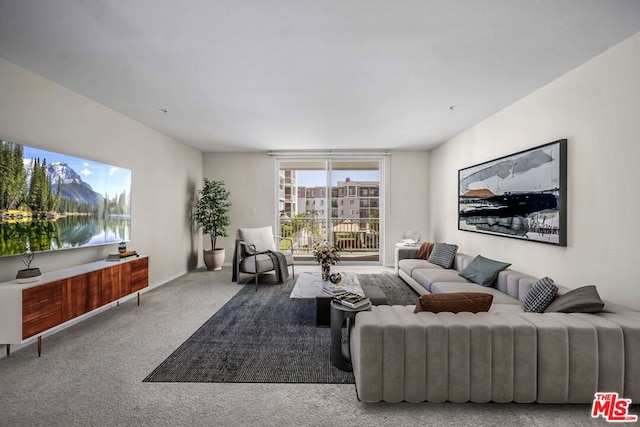 living room with carpet floors