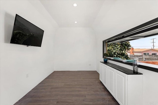 interior space with dark hardwood / wood-style floors