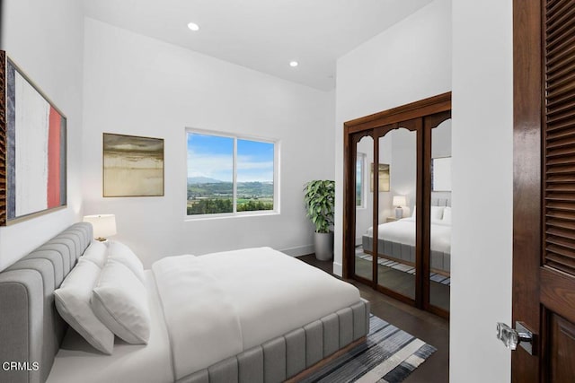 bedroom featuring dark hardwood / wood-style floors