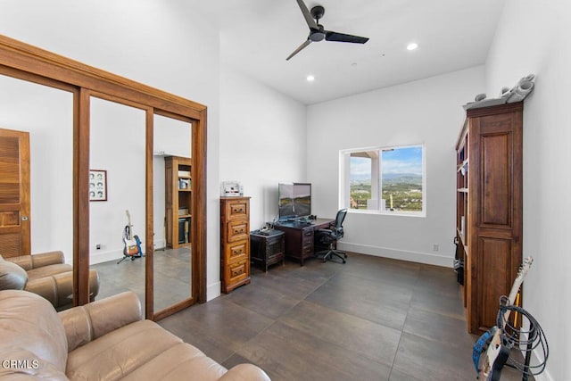 office featuring ceiling fan