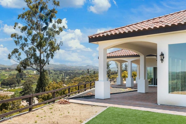 exterior space with a mountain view