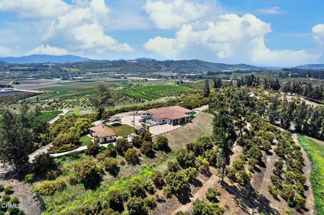 aerial view with a mountain view