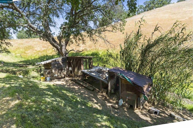 view of yard with an outdoor structure