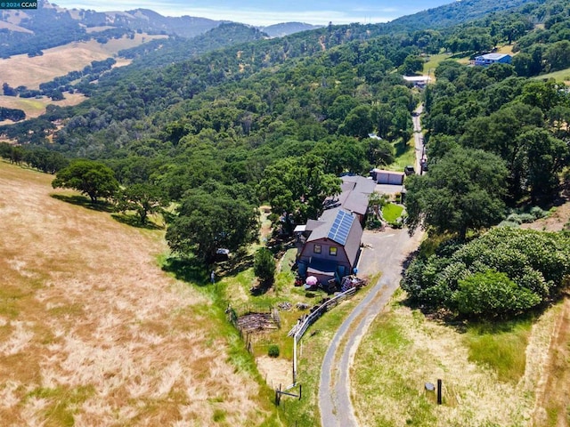 birds eye view of property with a mountain view